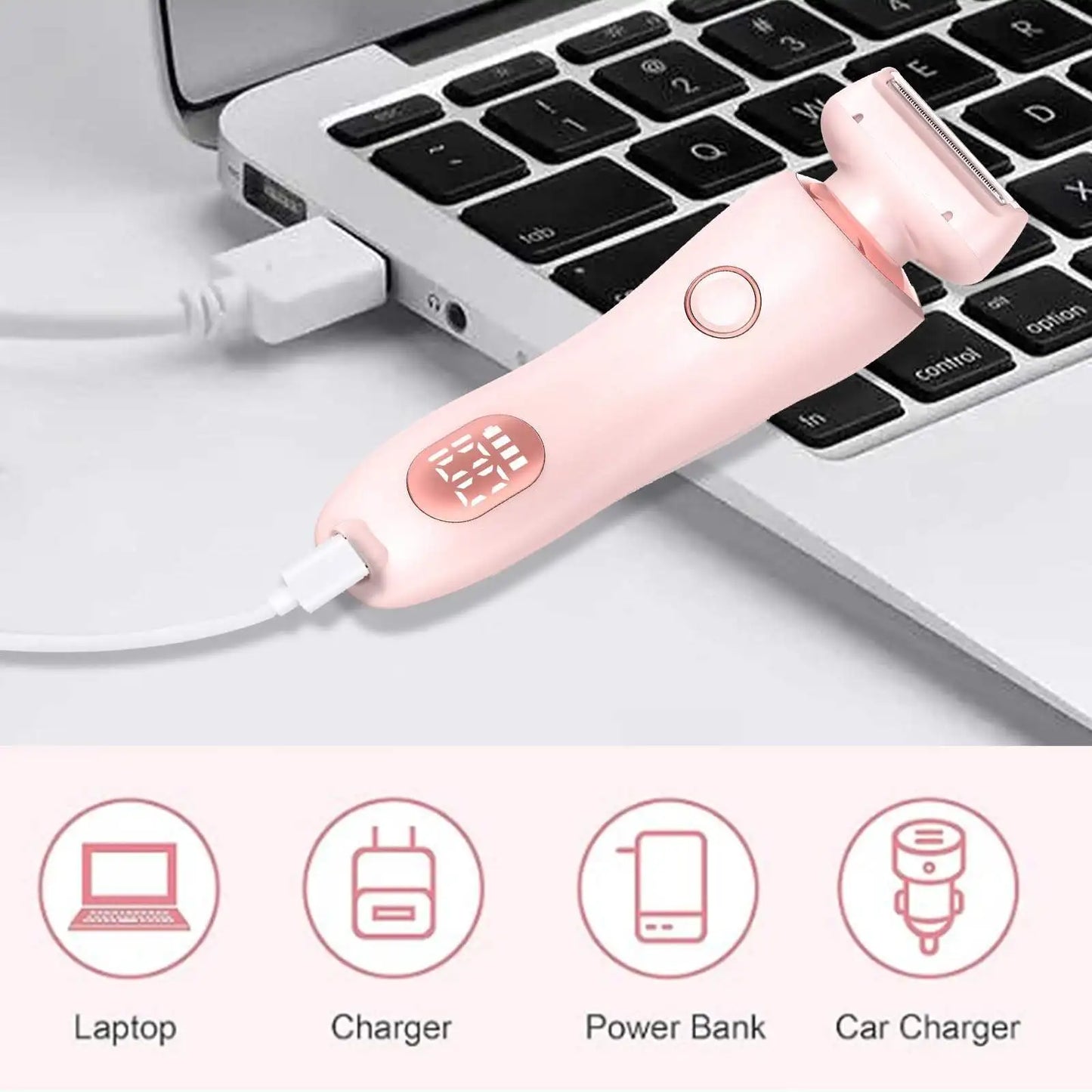 Premium 2-in-1 Electric Razor for Women – IPX7 Waterproof Bikini Trimmer & Facial Shaver for Legs, Underarms & Full Body Hair Removal