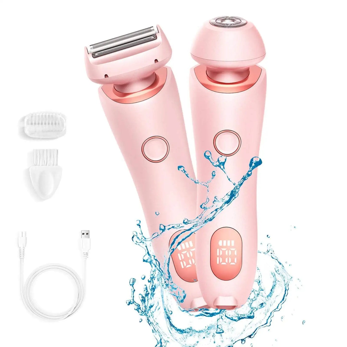 Premium 2-in-1 Electric Razor for Women – IPX7 Waterproof Bikini Trimmer & Facial Shaver for Legs, Underarms & Full Body Hair Removal