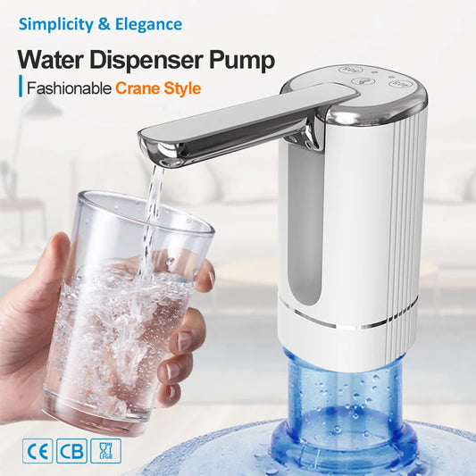 NOCCLILI Foldable Electric Water Dispenser Pump – Portable, USB-Rechargeable Bottle Pump with One-Touch Control for Home, Office & Travel